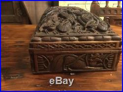 Best Antique Chinese Highly Carved Wooden Faces DragonsJewelry Box Wood