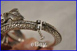 Bracelet Ancien Argent Massif Corail Antique Chinese Dragon Coral Solid Silver