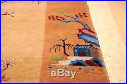 C 1910's ANTIQUE ART DECO FOUR CLAW DRAGON DESIGN CHINESE RUG 9.3x11.9 ROOM SIZE