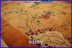 C 1910's ANTIQUE ART DECO FOUR CLAW DRAGON DESIGN CHINESE RUG 9.3x11.9 ROOM SIZE