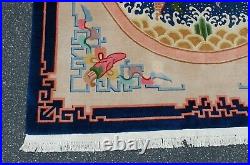 C 1930s ANTIQUE ART DECO CHINESE DRAGON DESIGN RUG 6x9 AMAZING COLOR COMBONATION