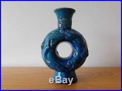 C. 19th Antique Chinese Turquoise Porcelain Dragon Round Vase