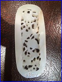 C13th Antique Chinese Yuan Pierced Carved Jade Plaque Dragon Imperial Art Ming