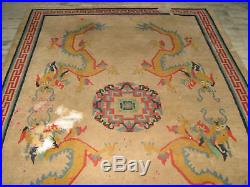 C1910 Antique Tibetan DRAGON Tibet rug wool chinese 8x6