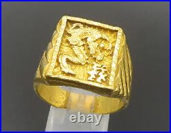 CHINESE 24K GOLD Vintage Antique Shiny Dragon Band Ring Sz 10.5 GR342