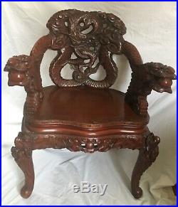 CHINESE CARVED DRAGON CHAIR 1880-1920 Mahogany wood. Great condition