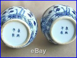 CHINESE'KANGXI' PAIR OF DOUBLE GOURD VASES BLUE & WHITE DRAGONS (Ref5351)