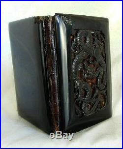 CHINESE TORTOISE SHELL WALLET CARD HOLDER CARVED DRAGON CHINA TRADE c. 1820