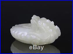 CHINESE WHITE JADE CARVING OF COILED DRAGON WITH NICE COLOR