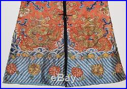 COLORFUL ANTIQUE CHINESE ROBE JACKET WITH GILT DRAGONS