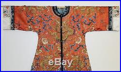 COLORFUL ANTIQUE CHINESE ROBE JACKET WITH GILT DRAGONS