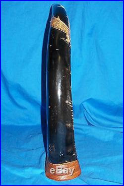 Carved Dragon Water Buffalo Horns Horn Vintage Chinese Asian Indian Art Artwork