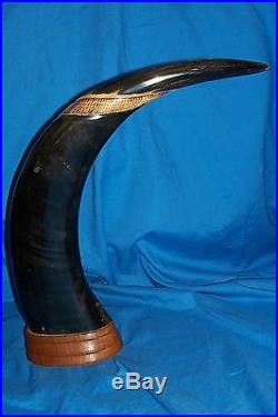 Carved Dragon Water Buffalo Horns Horn Vintage Chinese Asian Indian Art Artwork