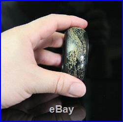 Certified Chinese Black Nephrite Jade Bangle. Dragon & Phoenix GOLD Inlay THICK
