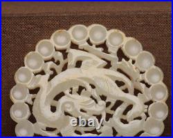 Certified Chinese Natural Hetian Jade Hand-carved Exquisite Dragon Pendant 9780