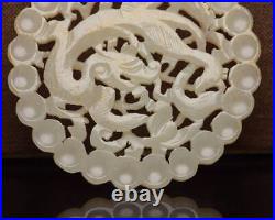 Certified Chinese Natural Hetian Jade Hand-carved Exquisite Dragon Pendant 9780