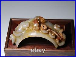 China Han Dynasty Ancient Culture Old Hetian Jade Bi Pei Dragon Bracelet Pendant