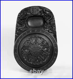 China Huizhou Ink Original Stone Hand-carved Zodiac Dragon Bat Inkstone Inkslab