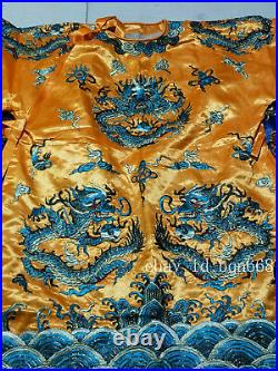 China old Antique silk hand made dragon robe clothes