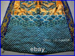 China old Antique silk hand made dragon robe clothes