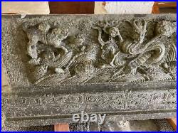 Chinese 16th Century Stone Antique Temple Garden Dragon Stele carving 500IBS