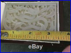 Chinese 19th-20thc Carved/Articulated White Jade Dragon Plaque