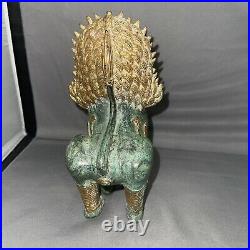 Chinese Ancient Branze Cloisonne Dog Lion Dragon Statue Gilt Old