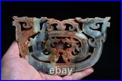 Chinese Ancient Han Dynasty Hetian Carving Dragon Jade Huang Decorate