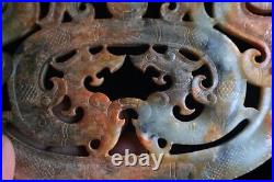 Chinese Ancient Han Dynasty Hetian Carving Dragon Jade Huang Decorate