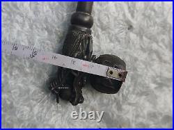 Chinese Ancient Metal Copper Carving Dragon Head Smoke Rod Set