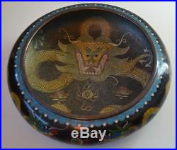 Chinese Antique 19thC Cloisonne Enamel 5 Toed Dragon Brush Bowl 4 Character Mark