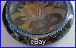 Chinese Antique 19thC Cloisonne Enamel 5 Toed Dragon Brush Bowl 4 Character Mark