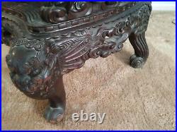 Chinese Antique 2 Pc. Mahogany dragon Carved Parlor settee Suanzhi style THRONE