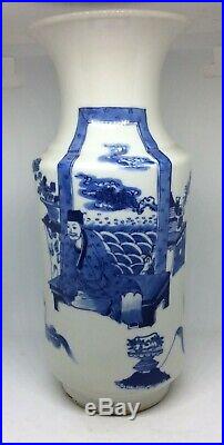 Chinese Antique Blue and White Dragon Porcelain Vase Qing Dynasty Porcelain