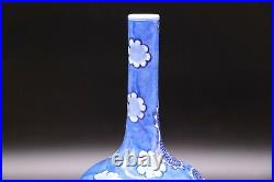Chinese Antique Blue and White Porcelain Vase With Dragon and Flowers