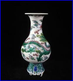 Chinese Antique DouCai Hand Painting Dragon Porcelain Vase YongZheng Marks