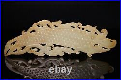 Chinese Antique Han Dynasty Hetian Ancient Jade Carved Dragon Decoration Bi