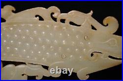 Chinese Antique Han Dynasty Hetian Ancient Jade Carved Dragon Decoration Bi