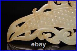 Chinese Antique Han Dynasty Hetian Ancient Jade Carved Dragon Decoration Bi