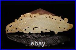 Chinese Antique Han Dynasty Hetian Ancient Jade Carved Dragon Decoration Bi