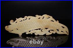 Chinese Antique Han Dynasty Hetian Ancient Jade Carved Dragon Decoration Bi