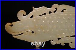 Chinese Antique Han Dynasty Hetian Ancient Jade Carved Dragon Decoration Bi