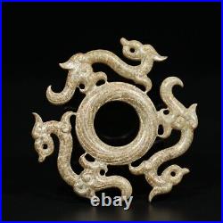 Chinese Antique Han Dynasty Hetian Ancient Jade Carved Dragon Decoration Jade Bi
