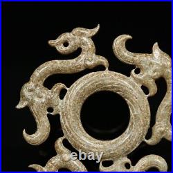 Chinese Antique Han Dynasty Hetian Ancient Jade Carved Dragon Decoration Jade Bi