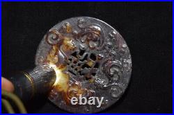 Chinese Antique Han Dynasty Hetian Ancient Jade Carved Dragon Jade Bi