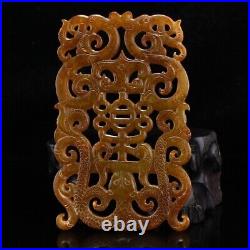 Chinese Antique Han Dynasty Hetian Ancient Jade Carved Dragon Jade Bi Decoration