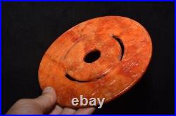 Chinese Antique Han Dynasty Hetian Ancient Jade Carved Dragon Jade Bi Decoration