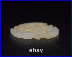 Chinese Antique Han Dynasty Hetian Ancient Jade Carved Dragon Jade Bi Pendants