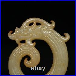 Chinese Antique Han Dynasty Hetian Ancient Jade Carved Dragon Jade Bi Pendants