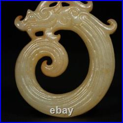 Chinese Antique Han Dynasty Hetian Ancient Jade Carved Dragon Jade Bi Pendants